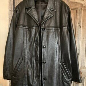 Field Gear Black Leather Ladies Coat